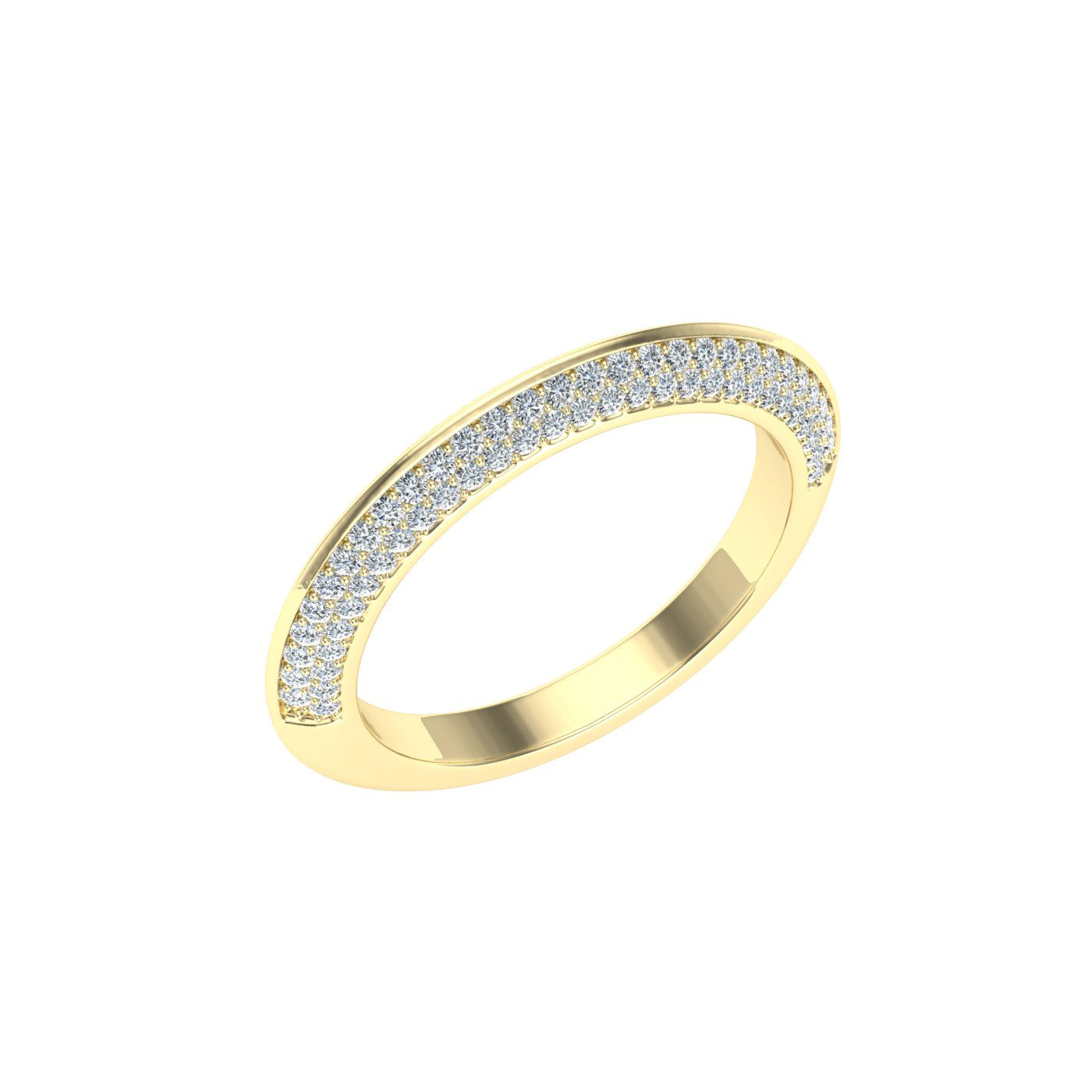 Knife Edge Moissanite Wedding Band Yellow Gold
